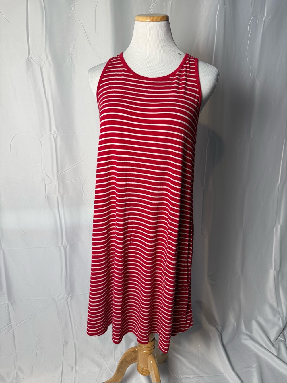 508-a new day Red and White Striped Maxi Dress